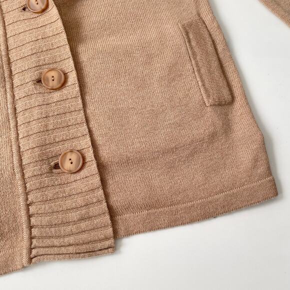 Patagonia Lambswool Scandi Cardigan Sweater L Camel Tan Fair Isle Nordic Boho - Picture 6 of 13